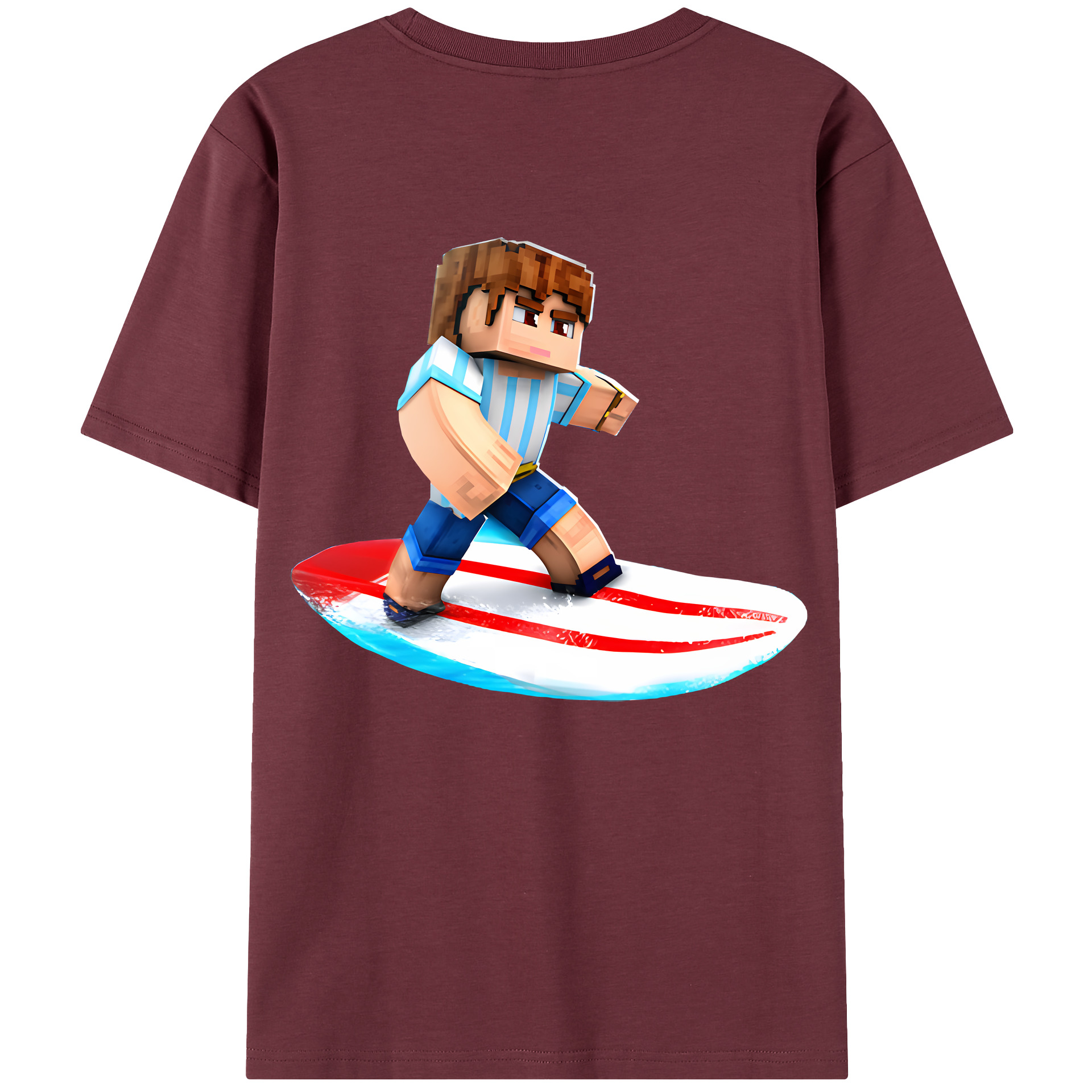 （画像用） マインクラフト ブロックの世界 Minecraft MC Block world 綿100％半袖Tシャツ（背面プリント）